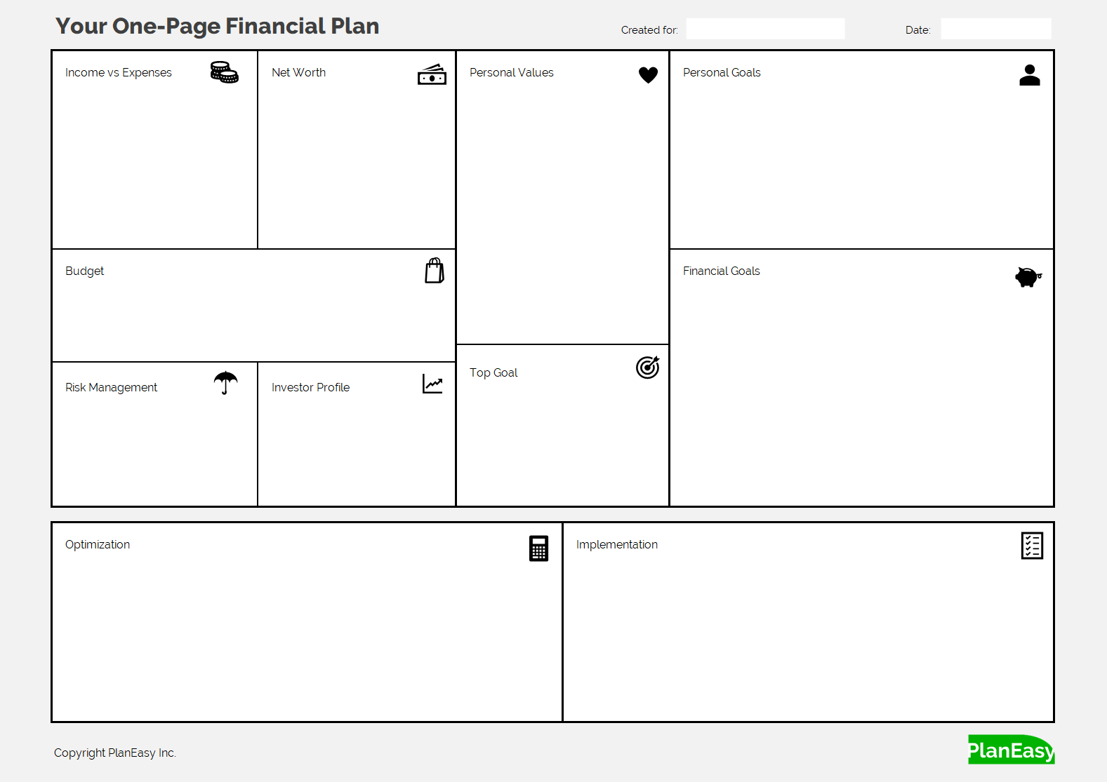  One Page Financial Plan Example 20180221 PlanEasy