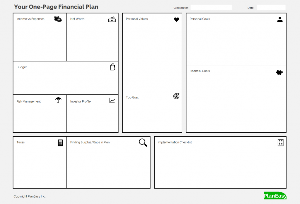 One-Page Financial Plan Example - 20180223 | PlanEasy